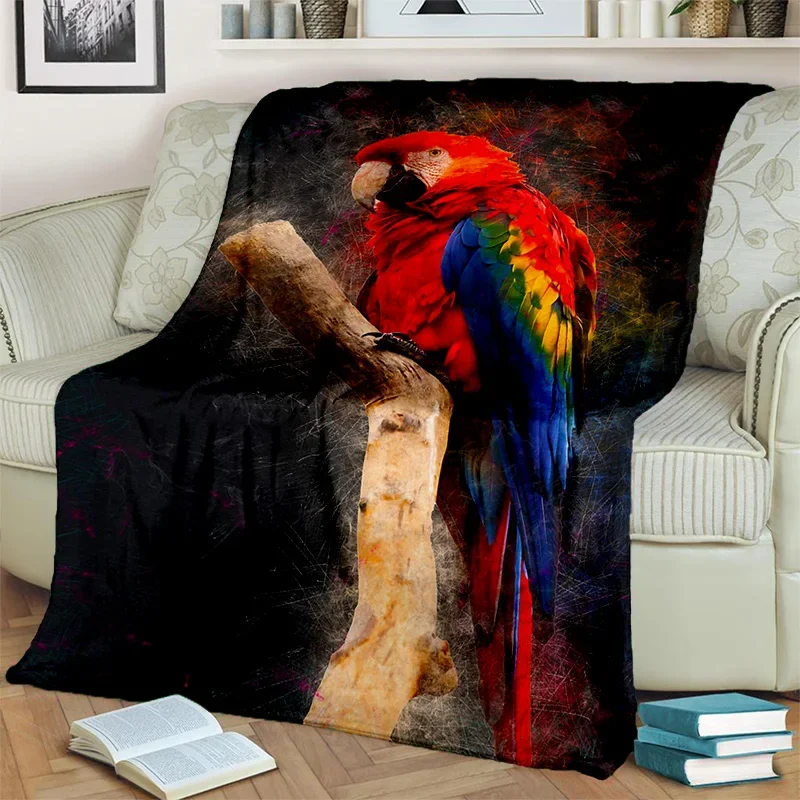 3D Colorful Macaws Parrot Birds Blanket,Soft Throw Blanket for Home Bedroom Bed Sofa Picnic Travel Office Rest Cover Blanket Kid