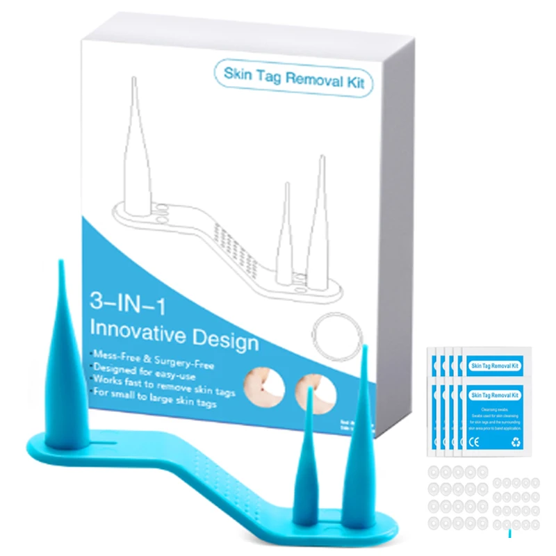 

3-IN-1 Auto Skin Tag Removal Kit Painless Skin Label Mole Acne Wart Removal Pen Set with Cleansing Swabs Facial Beauty Care Tool