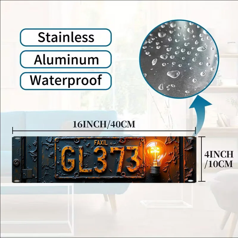 1pc Metal Plate Wall Decor Rusty Industrial Plaque Vintage License Plate Design Steampunk Light Fixture Unique Home
