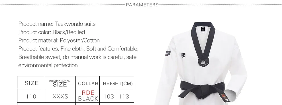 WTF Taekwondo Dobok Kleidung für Kinder und Erwachsene ITF Karate-Anzug Taekwondo-Uniform Karate-Kleidung Größe XXXL-XXXS – Detail 15