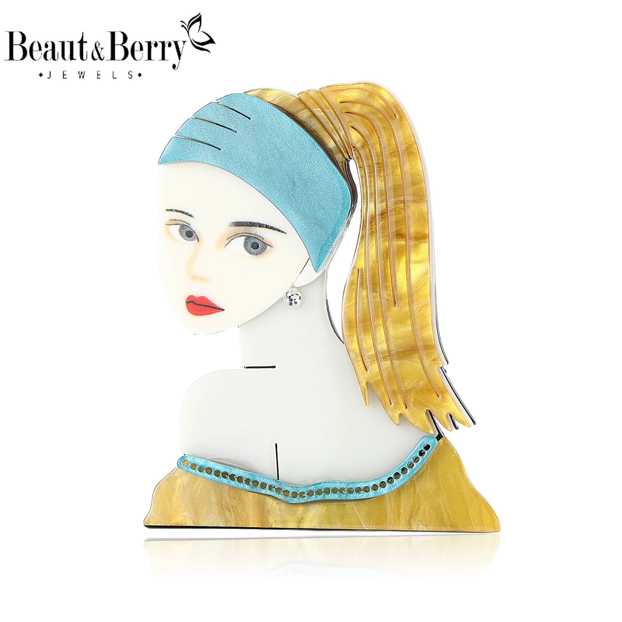 Beaut&Berry Klassische Acryl-Mädchen-Broschen für Damen, Charakternadeln, lässige Party-Accessoires, Neujahrsgeschenke, Freunde, Dekoration
