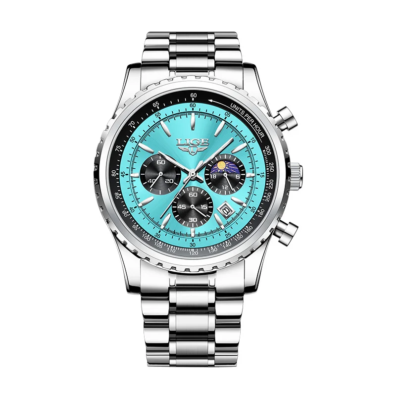 Relogio Masculino LUIK Nieuw herenhorloge met volledig stalen waterdicht lichtgevend quartz horloge voor heren Mode militaire datum chronograaf - afbeelding 2