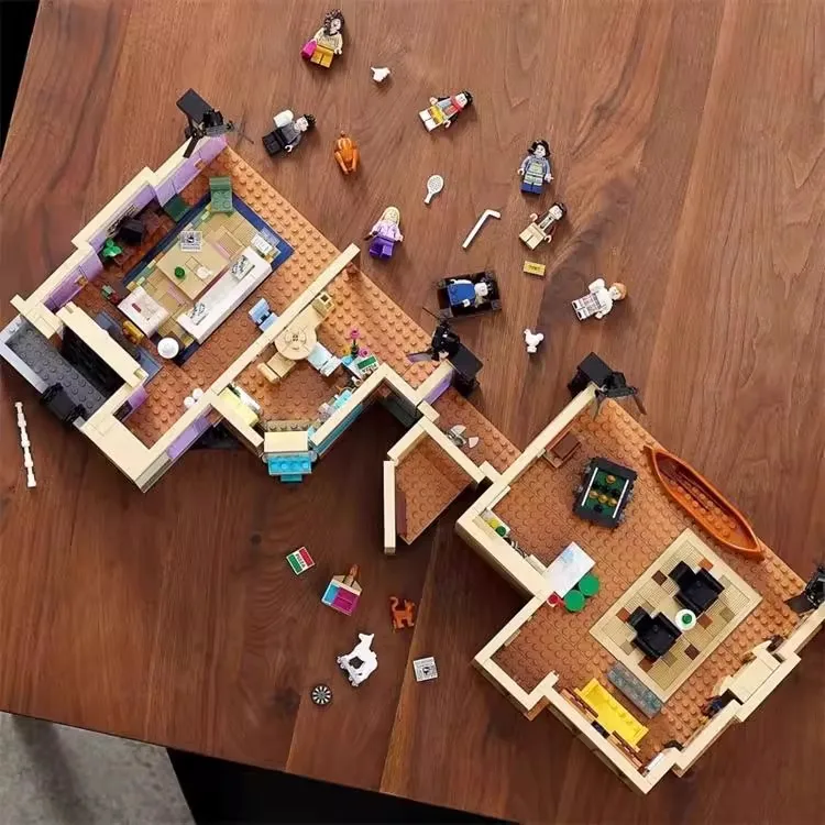 نموذج مجمع من قطع البناء التعليمية للأطفال على شكل شقة مونيكا وراشيل من مسلسل فريندز، هدايا للأولاد والبنات