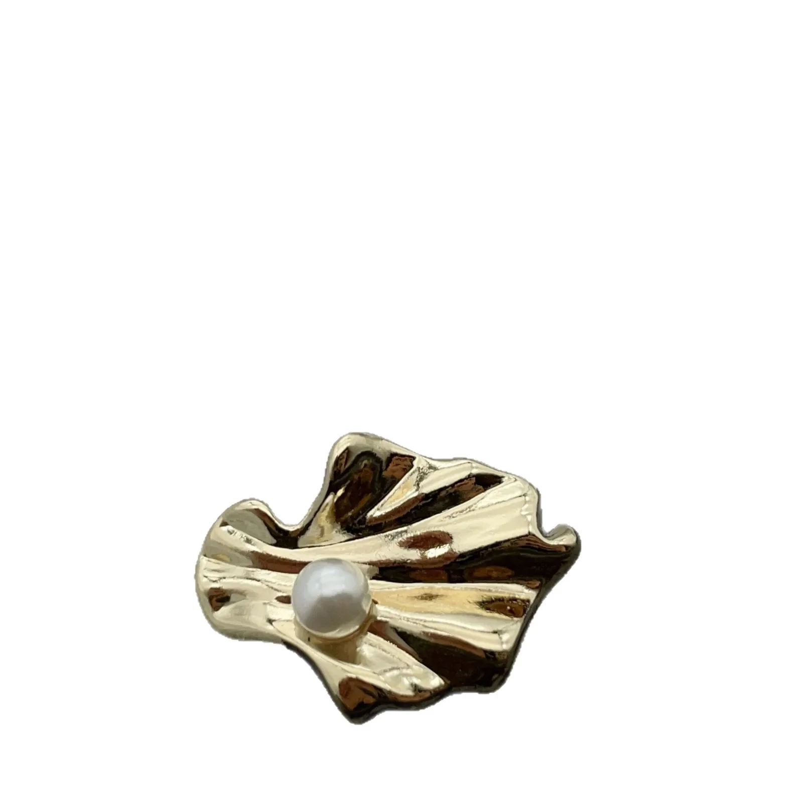 Elegant Irregular Wrinkled Pearl Embedded Metal Ornament Buttons 6PCS 35MM For Women Wool Overcoat Button