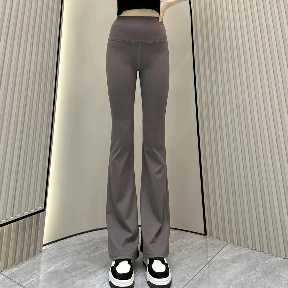 Bell Bottoms Leggings de cintura alta para outono e inverno sólido novo poliéster feminino regular para uso diário