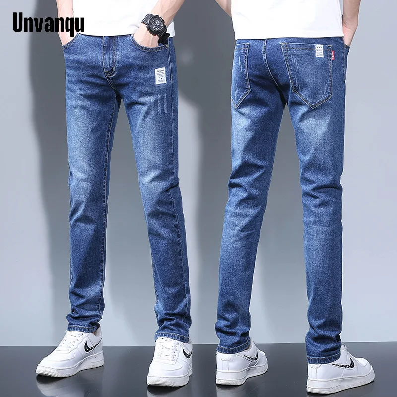 Unquvan High Quality Fashion Men\'s Jeans Spring Summer New Retro Slim Straight Versatile Office Business Casual Denim Trousers