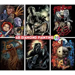 Diamentowe malowanie 5D AB Halloween Dynia Horror Kreskówka Mozaika Rhinestone Prezenty Zestaw do haftu krzyżykowego DIY Craft Home Decor