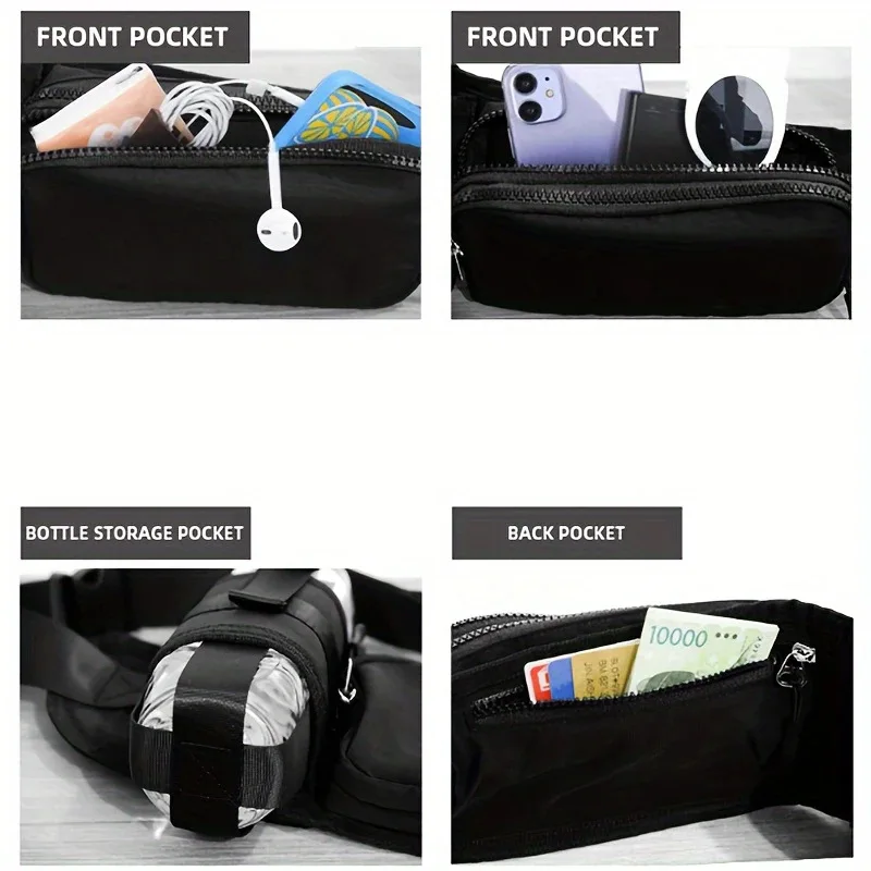 Dual-use Waterproof Waist Bag with Bottle Holder & Large Capacity Pockets - view 3