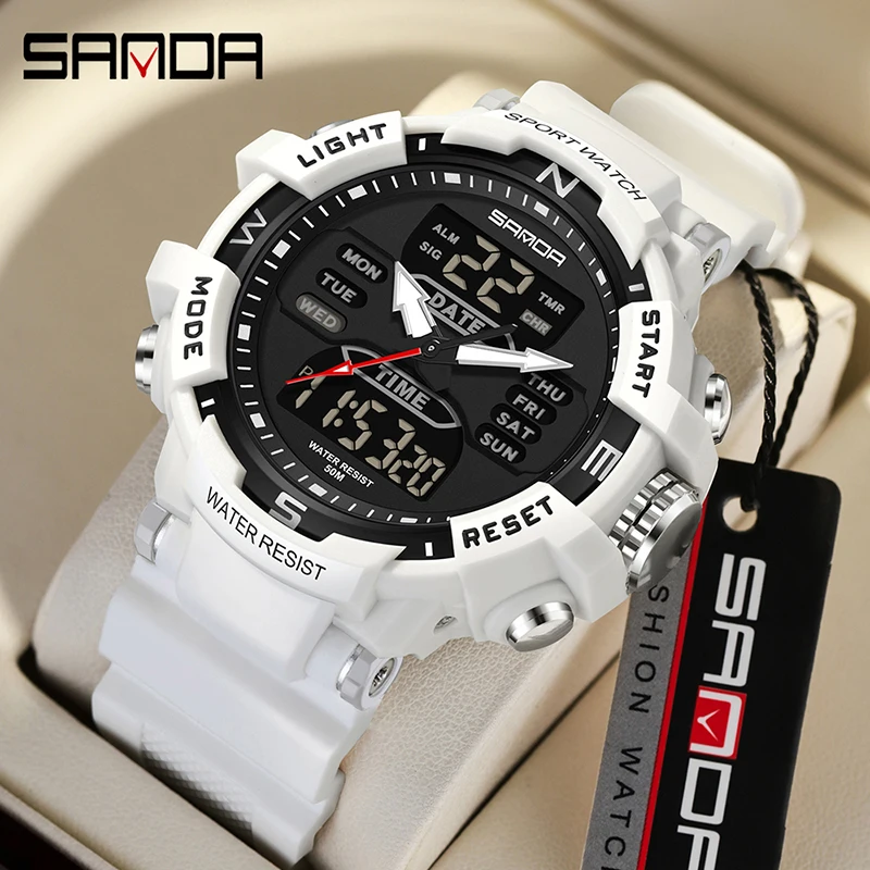 SANDA Top Brand G Style Sports Men\'s Electronic Watches Luxury Military Quartz Watch Men Waterproof LED Luminous Digital Watches