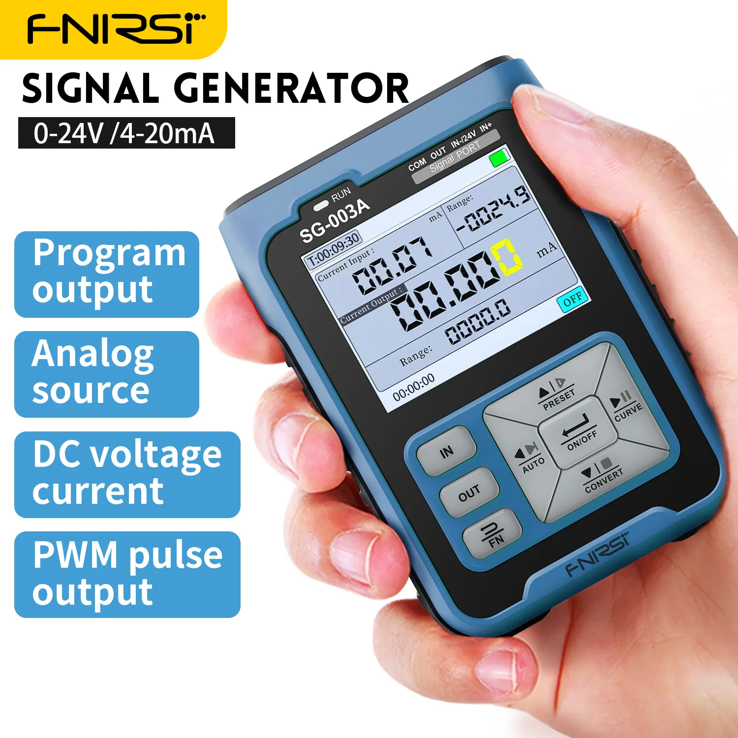 

FNIRSI SG-003A Signal Generators 0-10V 4-20mA Adjustable Current Voltage Simulator PWM Pulse Output TFT Full-color LCD Display