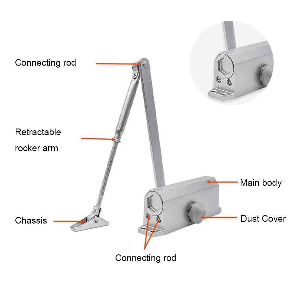 Automatic Gate Closer Metal Spring Buffer Door Closer Versatile Mute Closing Door Tool for Residential Commercial Use