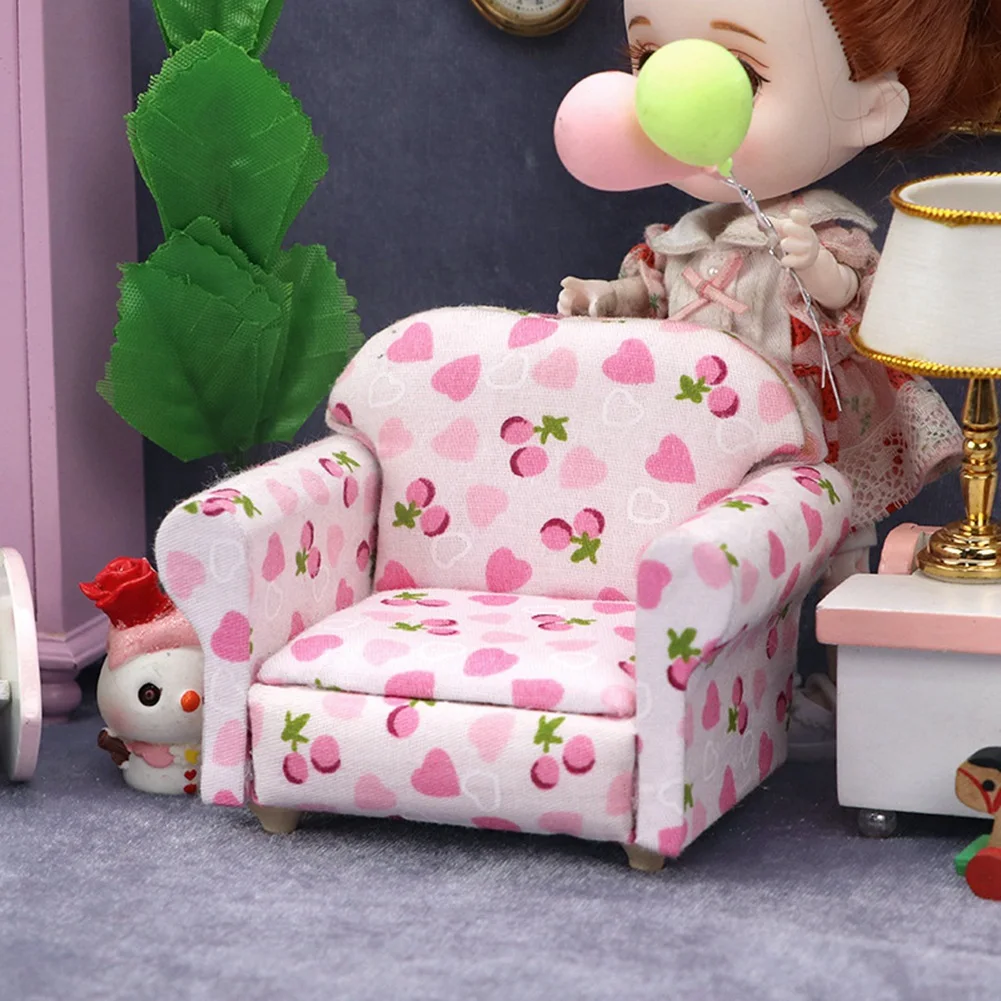 1/12 Dollhouse Miniature Sofa Living Room Furniture for Kids Gift Simulation Sofa Pretend Play Toy