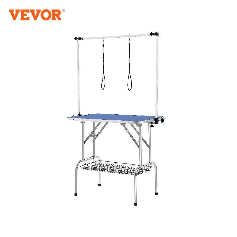 VEVOR Pet Grooming Table Two Arms with Clamp Dog Grooming Station Foldable Pets Stand for Medium Small Dogs with Grooming Loop