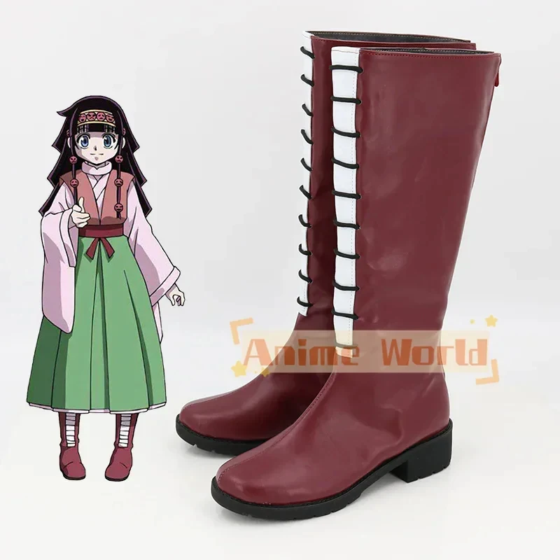

x,3;f\6;h/NewAlluka Zoldyck red Halloween carnival boots cosplay prop anime PU leather shoes custo6;j'3\y,8/