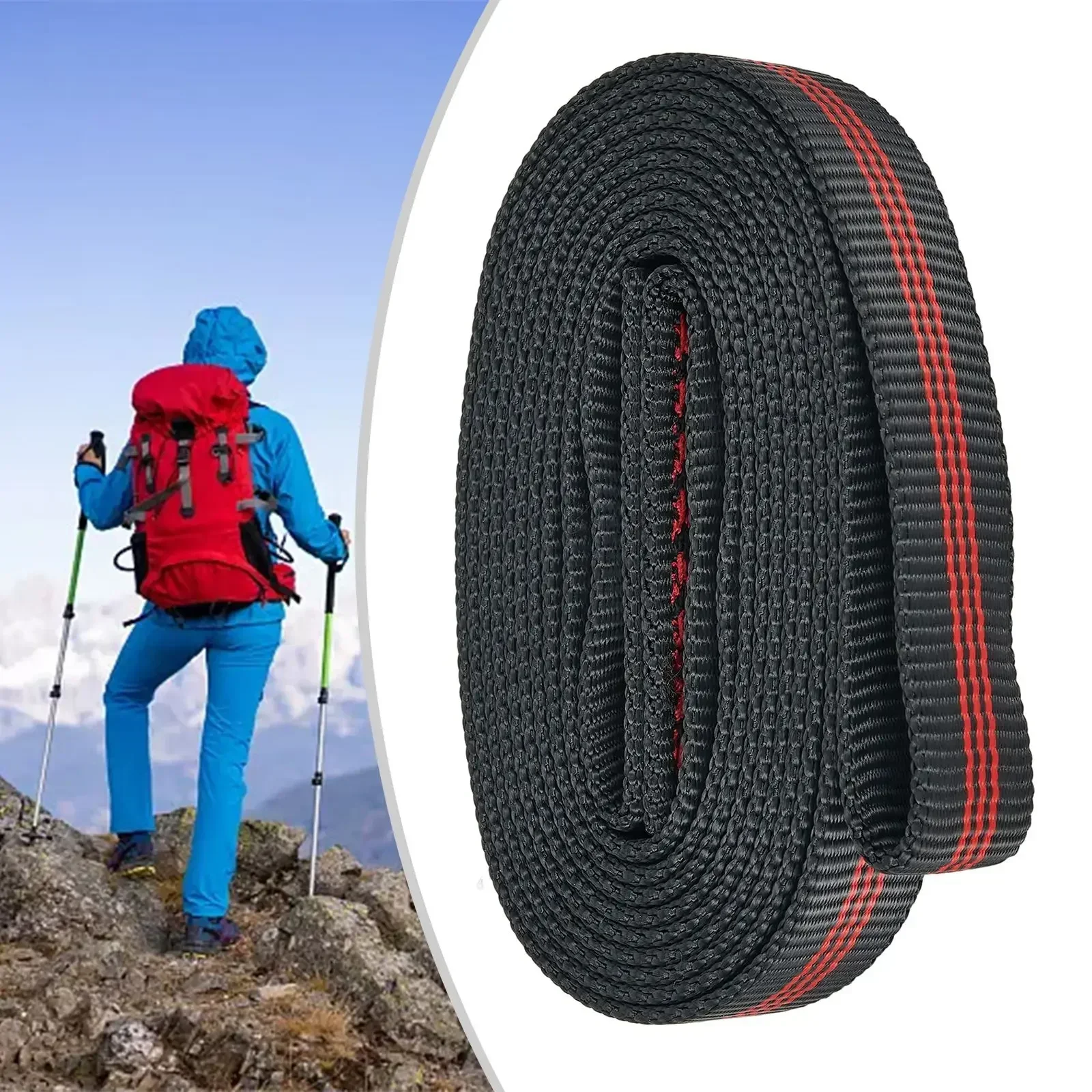 

Robust 22KN Polyester Webbing Strap Sling Bearing Cord Tailored For Rock Climbing Provides High Strength And Tension