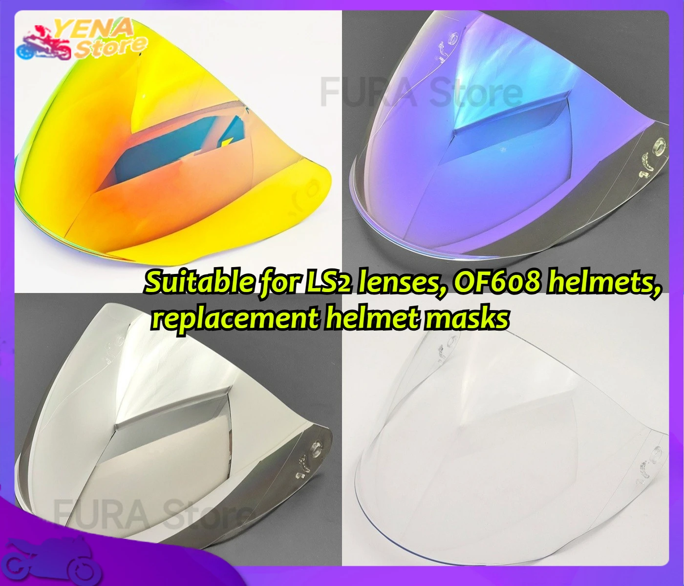 

Suitable for LS2 lenses, OF608 helmets, replacement helmet masks, glasses, goggles, motorcycle helmet parts and accessories