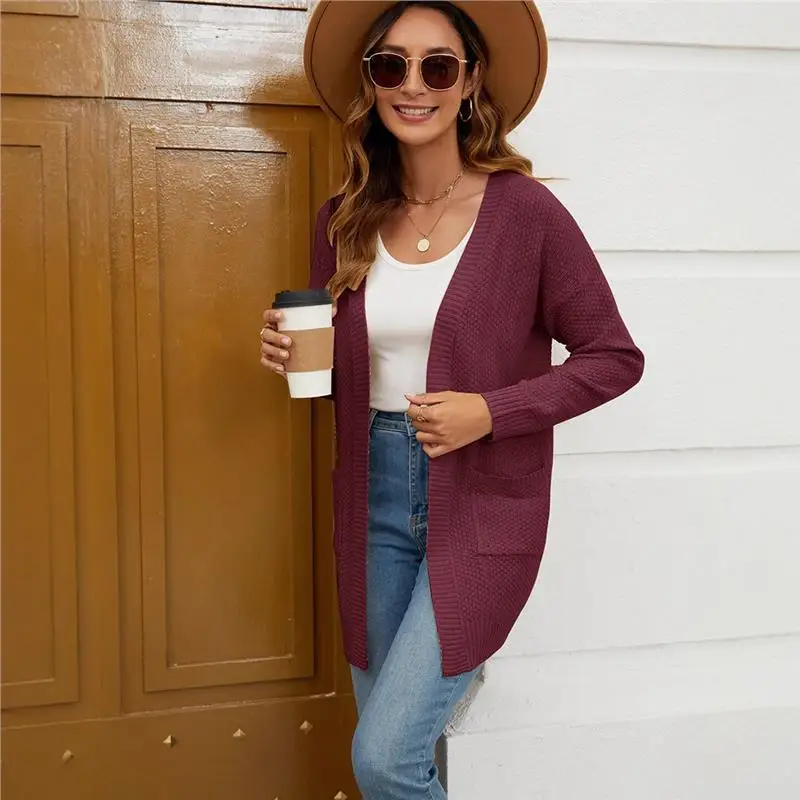 

Pure Color Long Knitted Open Cardigan Women's Casual Loose Sweater Jaet Autumn Winter New Sle Comfortable Faion Women's...