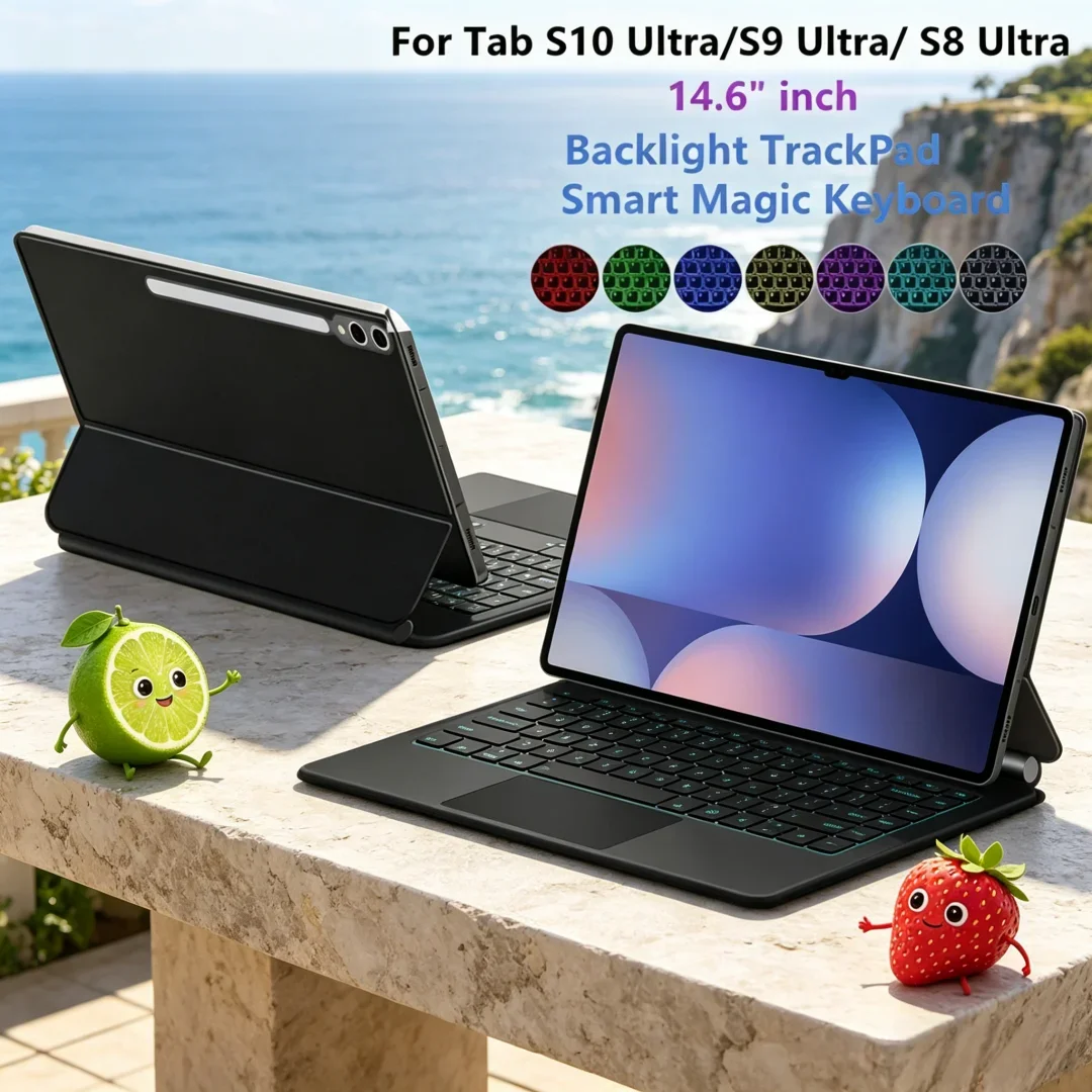 

For Samsung Galaxy Tab S10 Ultra & S9 Ultra & S8 Ultra 14.6 Inch Tablet Boutique Case Keyboard Touchpad Magnetic Backlight