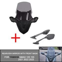 Windscreen Windshield With Rearview Mirror With Front Mask PanelMotorcycle For Yamaha NMAX 125 NMAX155 2021 2022 23 NMAX155 125