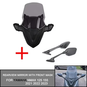 Motocicleta espelho retrovisor pára-brisa com painel de máscara frontal, pára-brisas para Yamaha NMAX 125, NMAX155, 2021, 2022, 23, NMAX155 6 principais vendas bolha yamaha nmax - №5
