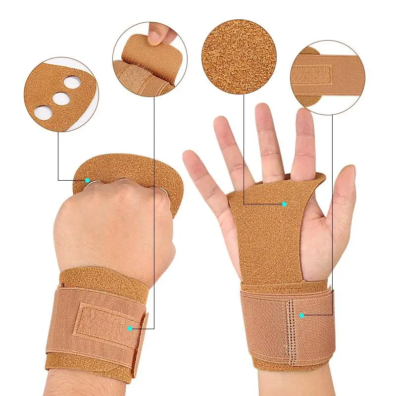 1Pair Gymnastics Grips Gym Pull-up Grip Strap Lifting Strap Palm Protection Wristbands Cowhide Gloves Sports Gloves