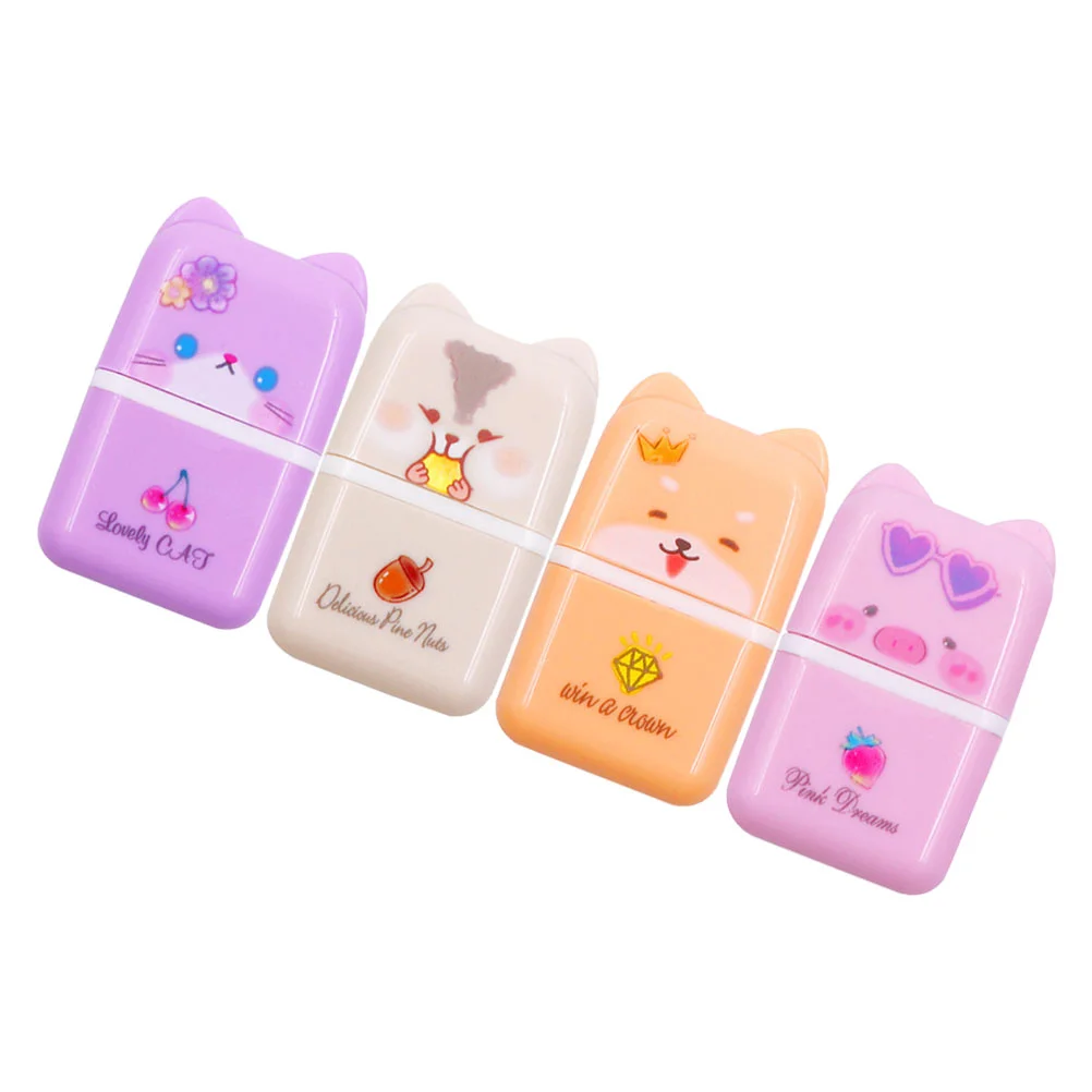 

4 Pcs Cartoon Animal Eraser Pencil Erasers Classroom Easy Pick up and Removal Portable Rolling Student Prizes Small