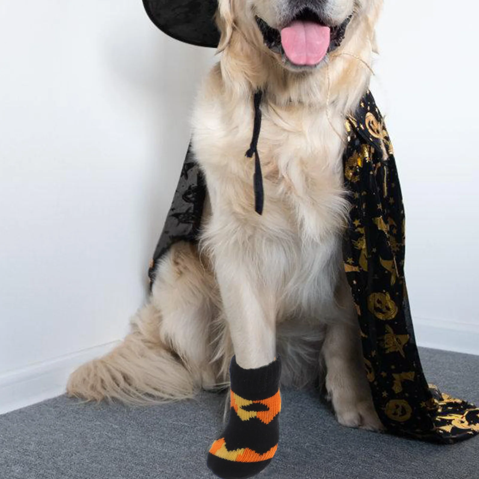

Cotton Pet Socks Pumpkin Design Durable Dog Socks Halloween Pumpkin Pattern Anti-Slip Warm Paw Protection Dog Sockd