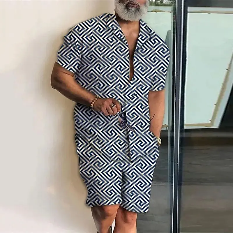 Conjunto de camisa de estilo playero para hombre, camisa de manga corta con estampado 3d Hawaiano de gran tamaño, pantalones cortos, conjunto de 2 piezas, ropa de calle para vacaciones