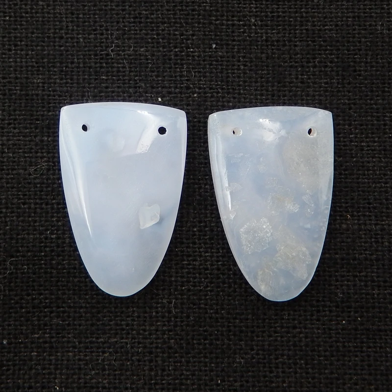 Hot Sale Blue Lace Agate Double hole Earrings Bead, stone for earrings making 23x15x4mm5.4g