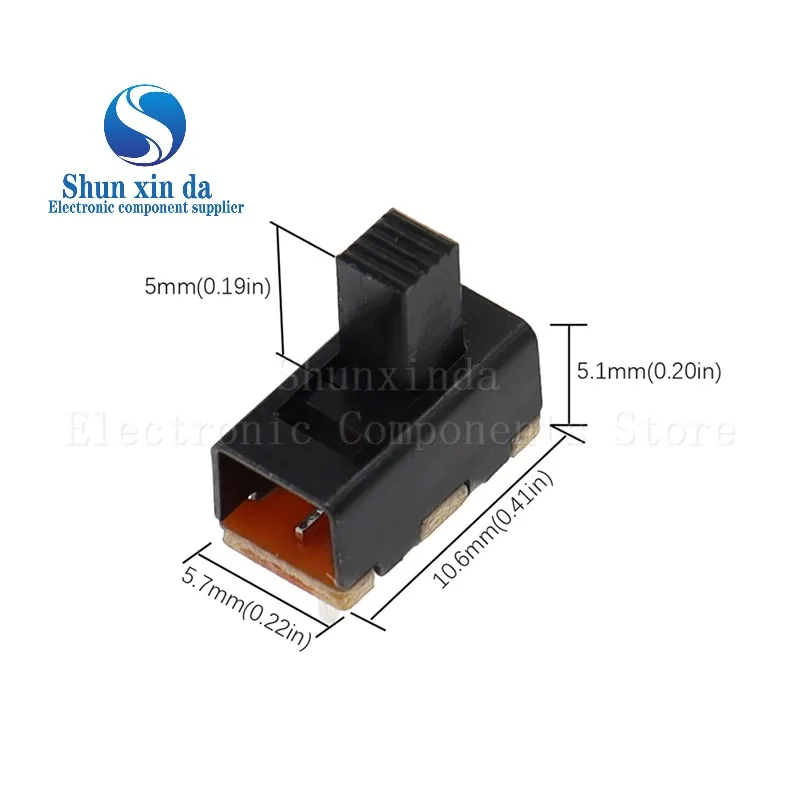 50PCS/Lot SS12F17 Toggle Switch 3 Pin 2 Files SS12F17G5 Handle High 5mm Slide Switch DIP 1P2T Toy Power Switch