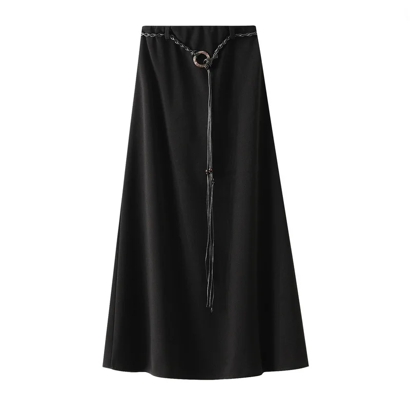 

Retro midi skirt for women in autumn and winter, with a large hanging effect, suit, A-line umbrella skirt, high waist long skirt