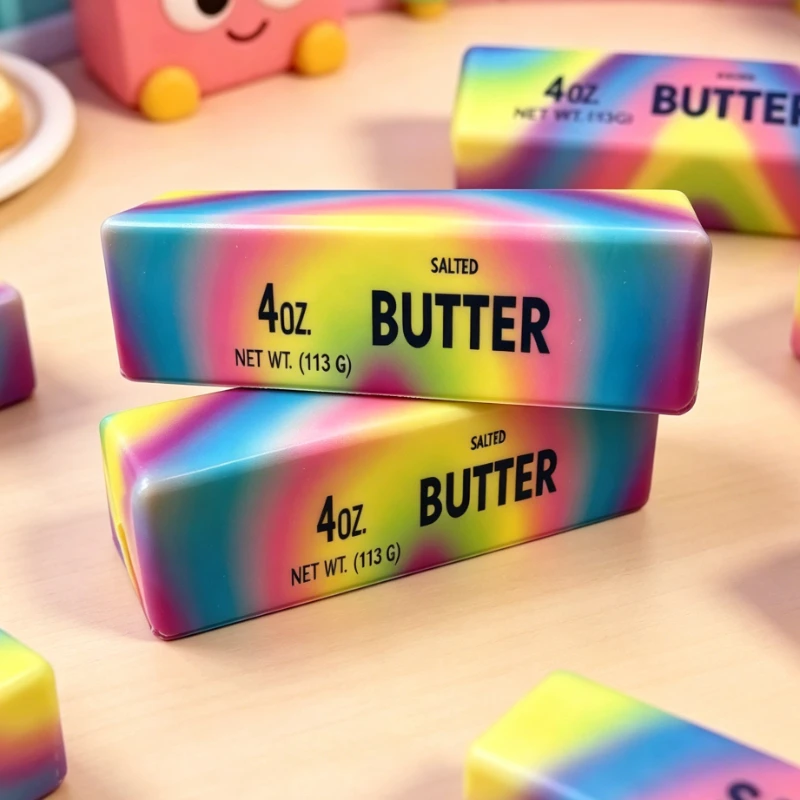 Colorful Butter Stick Fidget Toys Squishy Elastic Cheese Stick Funny Decompression Stress Anxiety Relief Game Squeeze Prank Toy