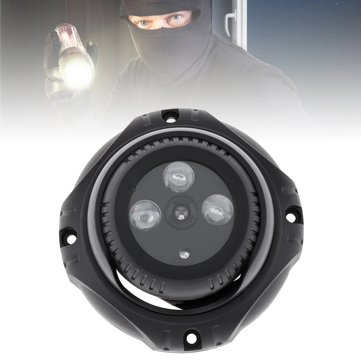 3つのライトを備えた小型のシミュレートされたセキュリティカメラ,点滅するLEDライト,赤色ライト,シミュレーションモニター