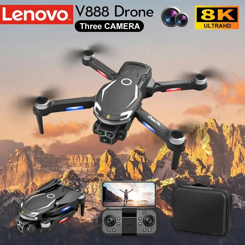 

Lenovo V888 4K Drone Three Camera HD Aerial Photography WIFI 5G Optical Localization Four-way Obstacle Avoidance New Dron