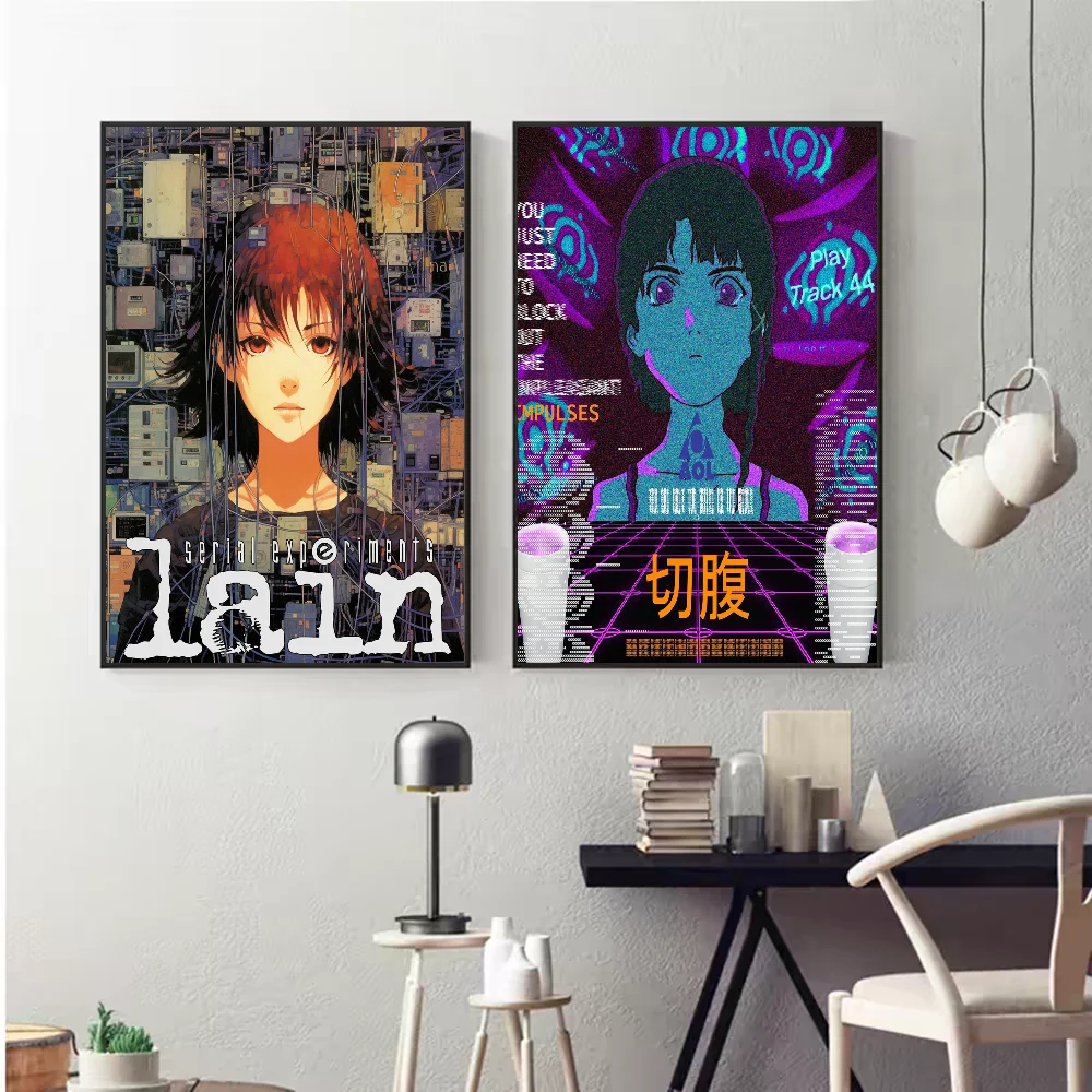 Japan Anime Lain Movie Sticky Posters Vintage Room Bar Cafe Decor Nordic Home Decor