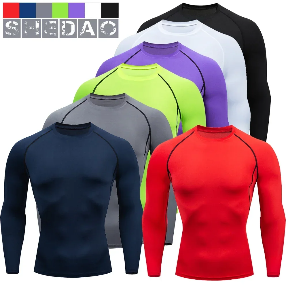 Men Tracksuit Sports Set Gym Compression Clothing Fitness Running Set Jogging Sportwear Long Sleeves Shirts Sport Suit Rashgard