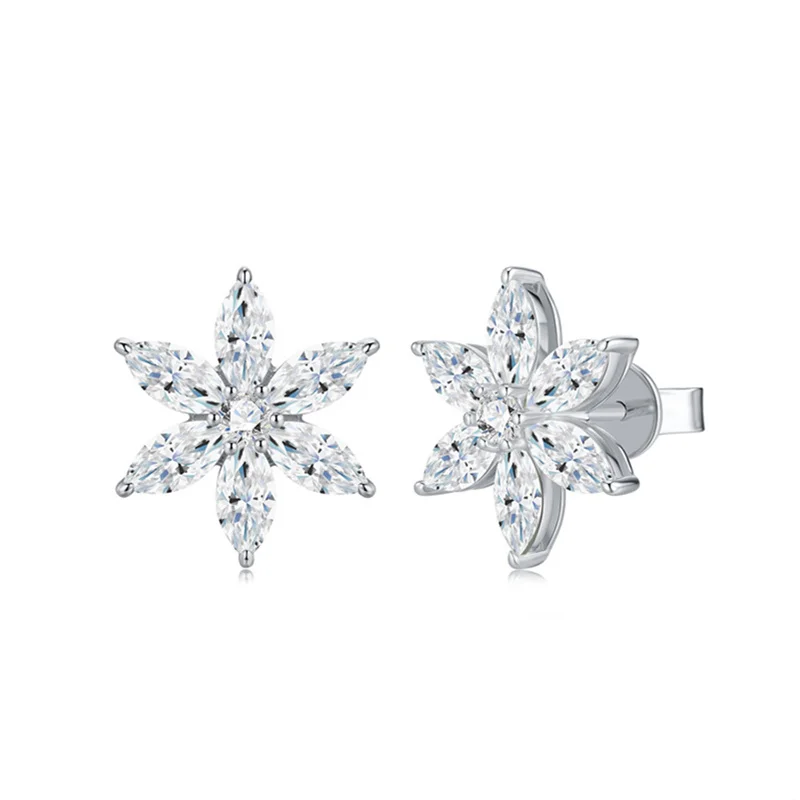 

ZFSILVER Fashion Classic s925 Silver Trendy White Moissanite Eye Flower Earring For Charms Women Accessories Jewelry Gift E15891