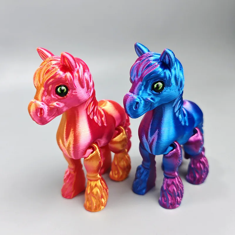 

3DPrinting Rainbow HorseToyMovable Tail FlexibleJointCute Animal Figurine Desk Decoration Ideal Kids Birthday Gift for Children