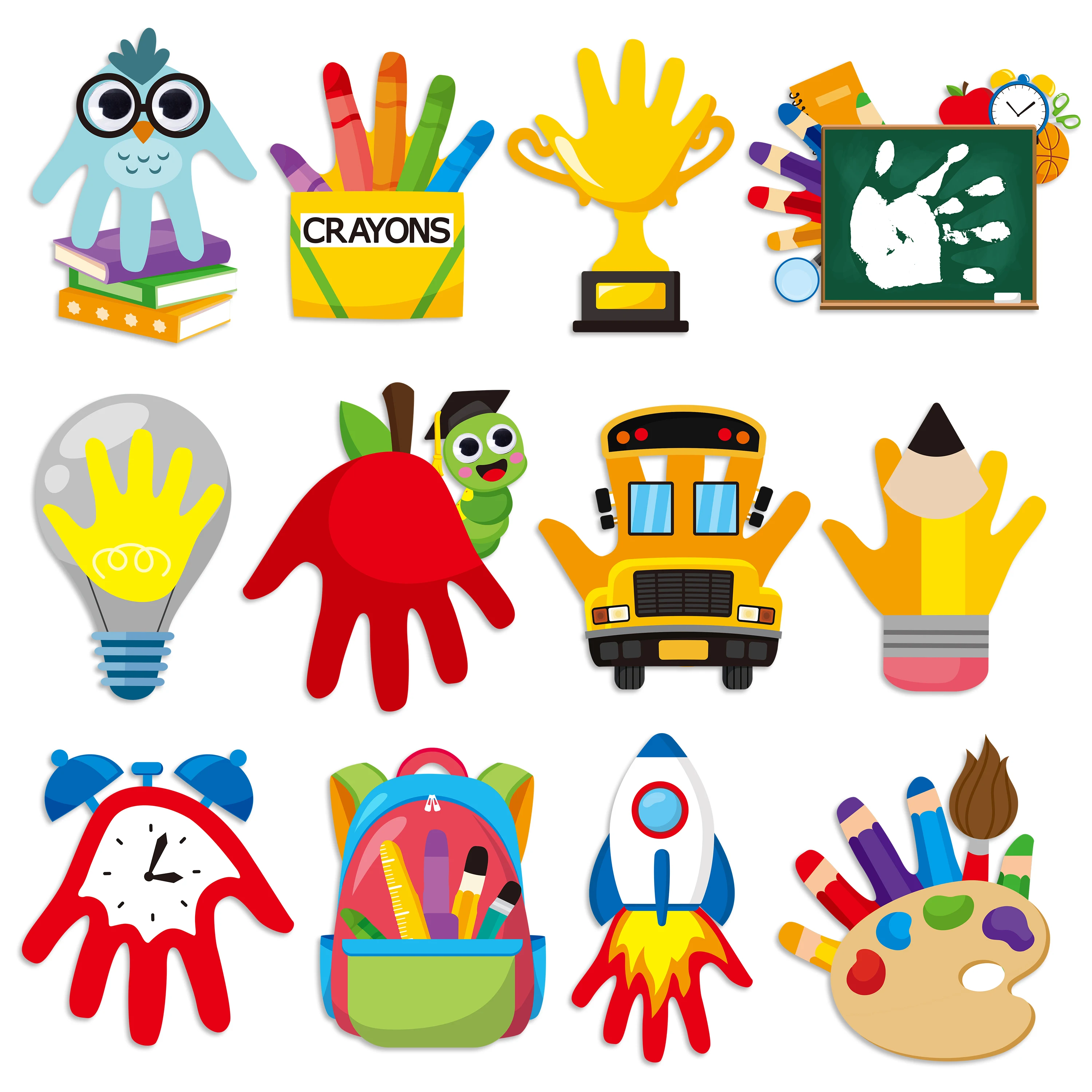 

Back to School Handprint Craft Kit 12 Pack Fun Activity with Googly Eyes, Creative Art Supplies School Party Favors