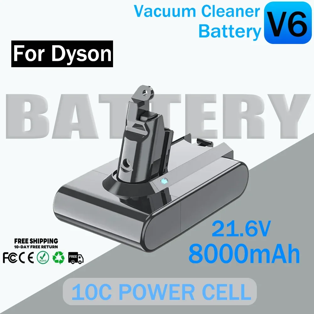 

21.6V 8Ah Cordless Vacuum Cleaner For Dyson V6 Replacement Battery For Dyson DC58 DC59 DC62 SV07 SV09 Cleaning Tool Batteries