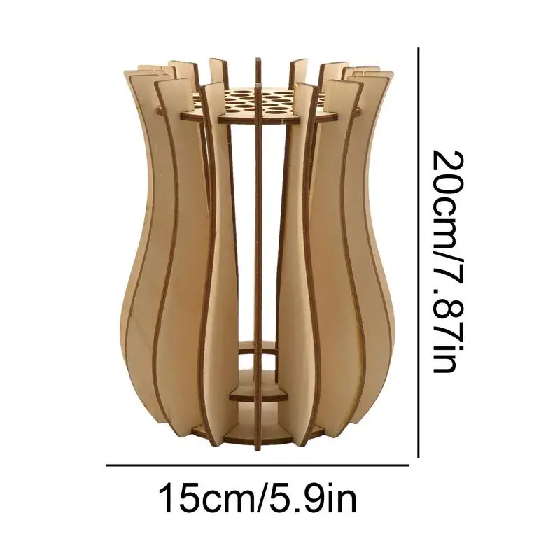 Puzzle Vases For Flowers Flower Bouquet Building Set 3D Puzzles Vase Handcrafted Wood Flower Vase With Display Stand Elegant