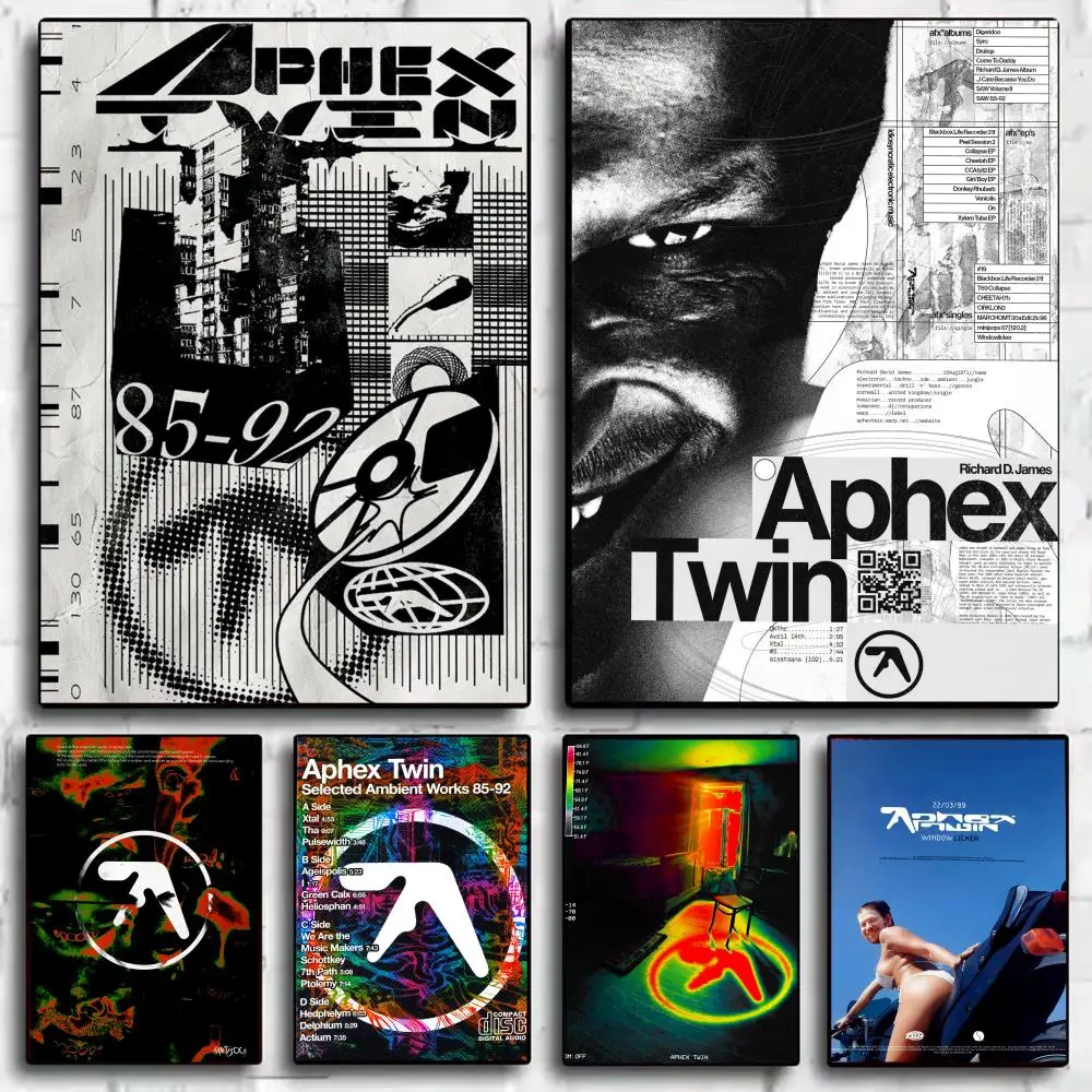 Pop Band A_Aphex T_Twin Album Poster Decorative Wall Art Stickers Mural Photo Print for Home Living Room Hallway Decor