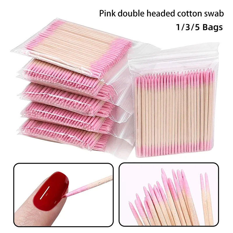 1/3/5 Pc Nails Wood Cotton Swab Clean Sticks Bud Tip Wooden Cotton Head Manicure Detail Corrector Nail Polish Remover Art Tool