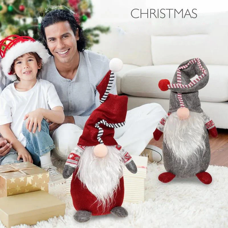 Christmas Decorations Faceless Santa Figurine Dolls Home Decoration Luminous Santa Plush Doll Ornaments Children Christmas Gifts