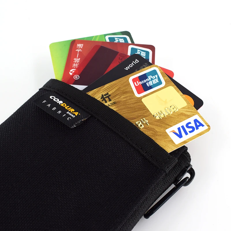 Multi-layer mini Card wallet Classic black nylon zippered Money Pocket Waterproof wear-resistant Card holder for Travel