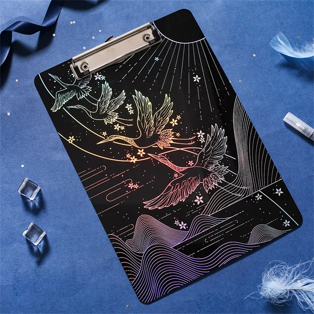 Starry Sky Printing A4 Acrylic Clipboard Bill Clip Mat Writing Board Splint Hanging Folder Student Painting Pad Office Supply