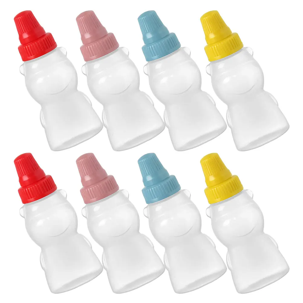 

8pcs Mini Bear Sauce Bottles Tiny Containers for Kitchen Outdoor BBQ Camping Picnic Soy Ketchup Salad Dressing Safe Material