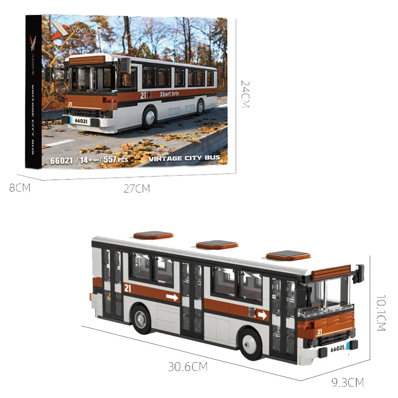 552PCS Retro City Bus Building Blocks Autumn Parade The Bus Model Bricks Desktop Decoration Diy Toys For Kids Holiday Gifts