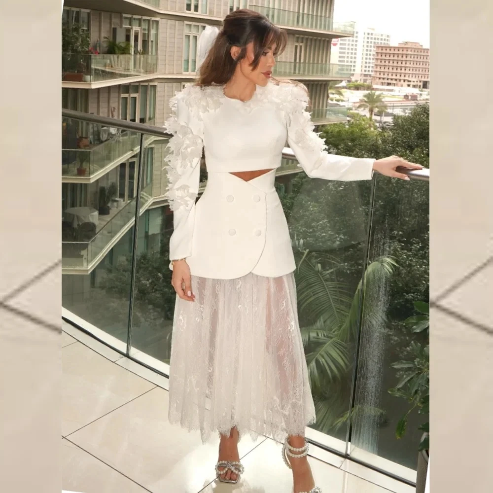 

Lace Party Long Sleeves Bespoke Occasion Gown Evening Dresses Pastrol Unisex Jersey Retro Dubai Saudi Arabic Prom Customized
