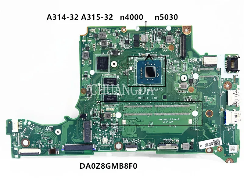 For Acer Aspire A114-32 Laptop Motherboard Mainboard N4000 4GB 64GB DA0Z8GMB8F0 NB.GVZ11.002